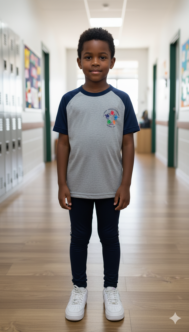 Uniforme Escolar Infantil – Conjunto Conforto Azul e Cinza